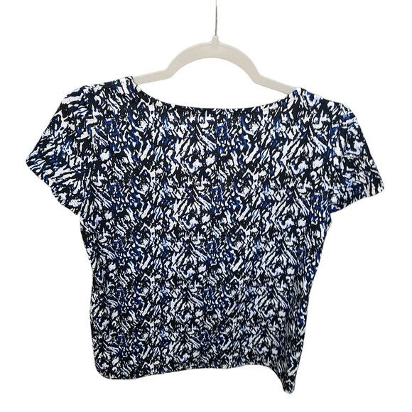 Elementz Womens Sz PM Blue Black Geometric Short Sleeve Blouse - Picture 9 of 9